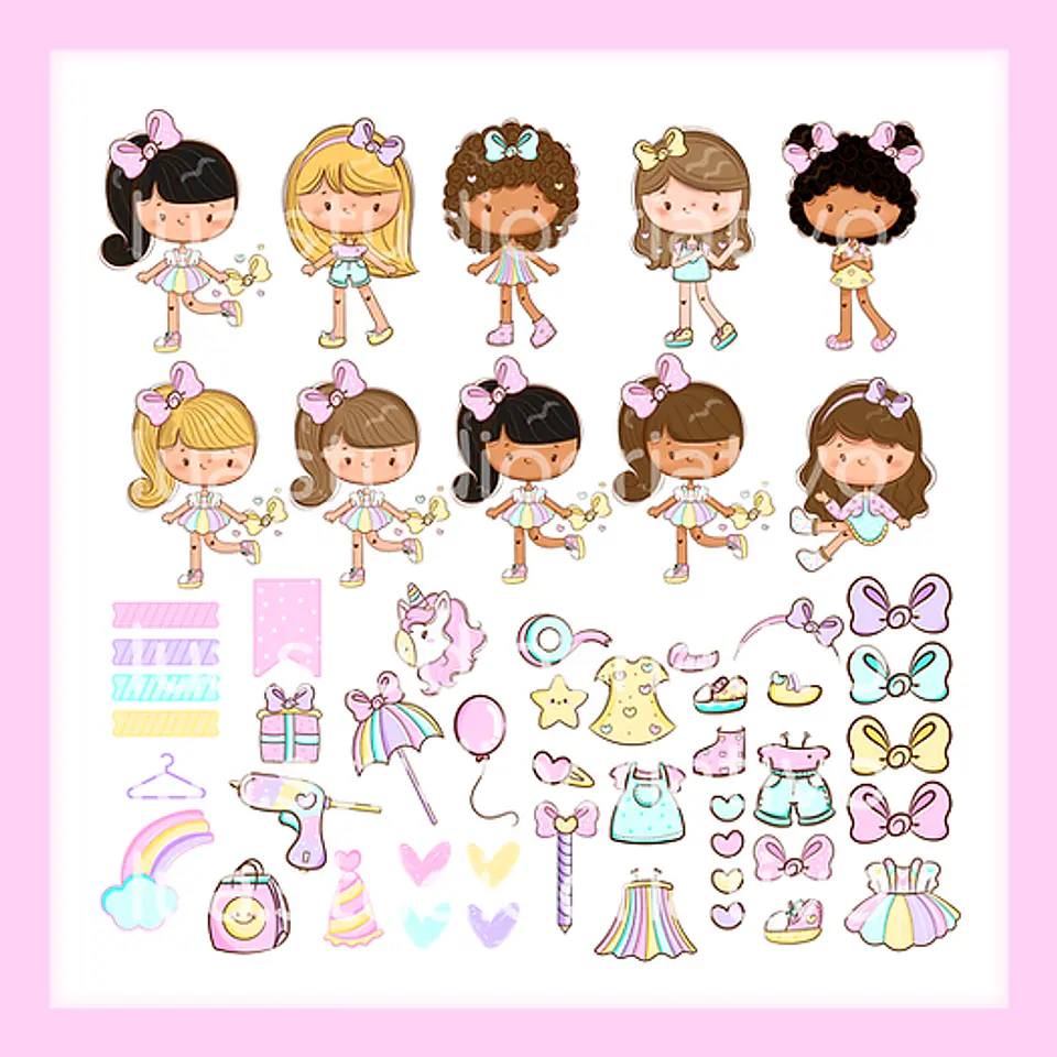 Kit Digital Meninas Amam Lacinhos - LUA STUDIO 4