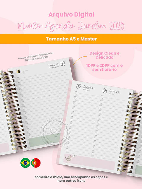 Arquivo Miolo Agendas Jardim A5 e Master 2025 - BRANCO PAPEL