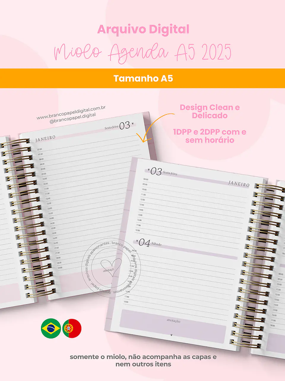 Arquivo Miolo Agendas A5 2025 - Branco Papel 1