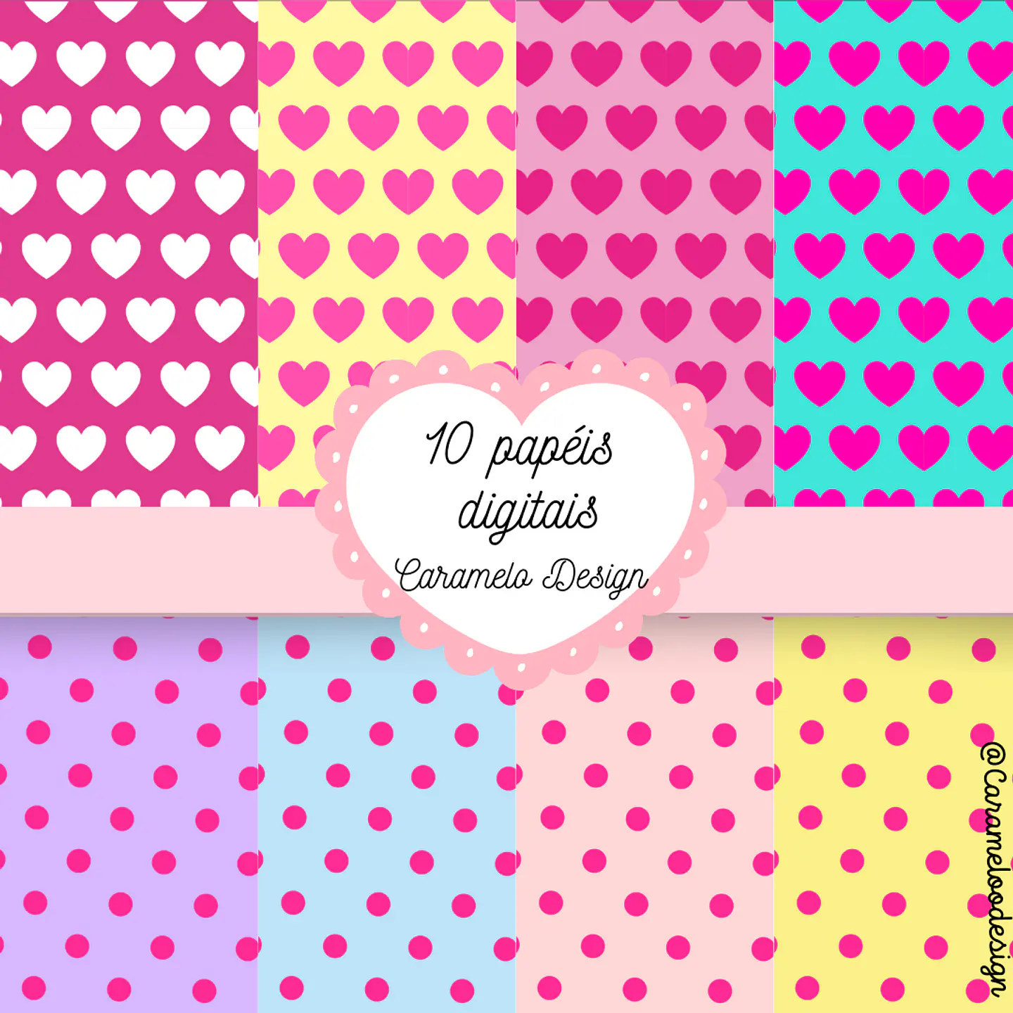 Kit Digital Dia das Mães de Menina Mundo cor de Rosa - Caramelo Designer 3
