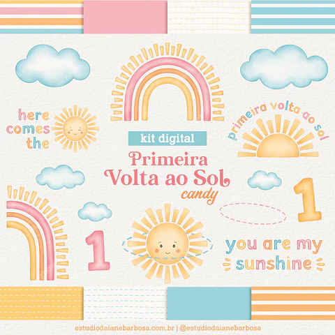 Arquivo Kit Digital Primeira Volta ao Sol Candy - Daiane Barbosa