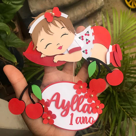 Arquivo topo de bolo cerejinha menina