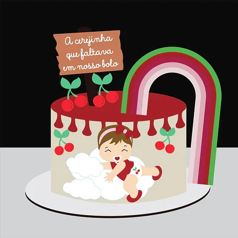 Arquivo de corte topo de bolo cerejinha do bolo arco iris