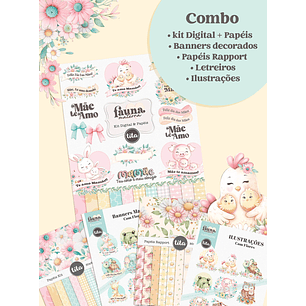 Kit Digital Fauna Materna Combo Ilustrações e Papéis - Tita