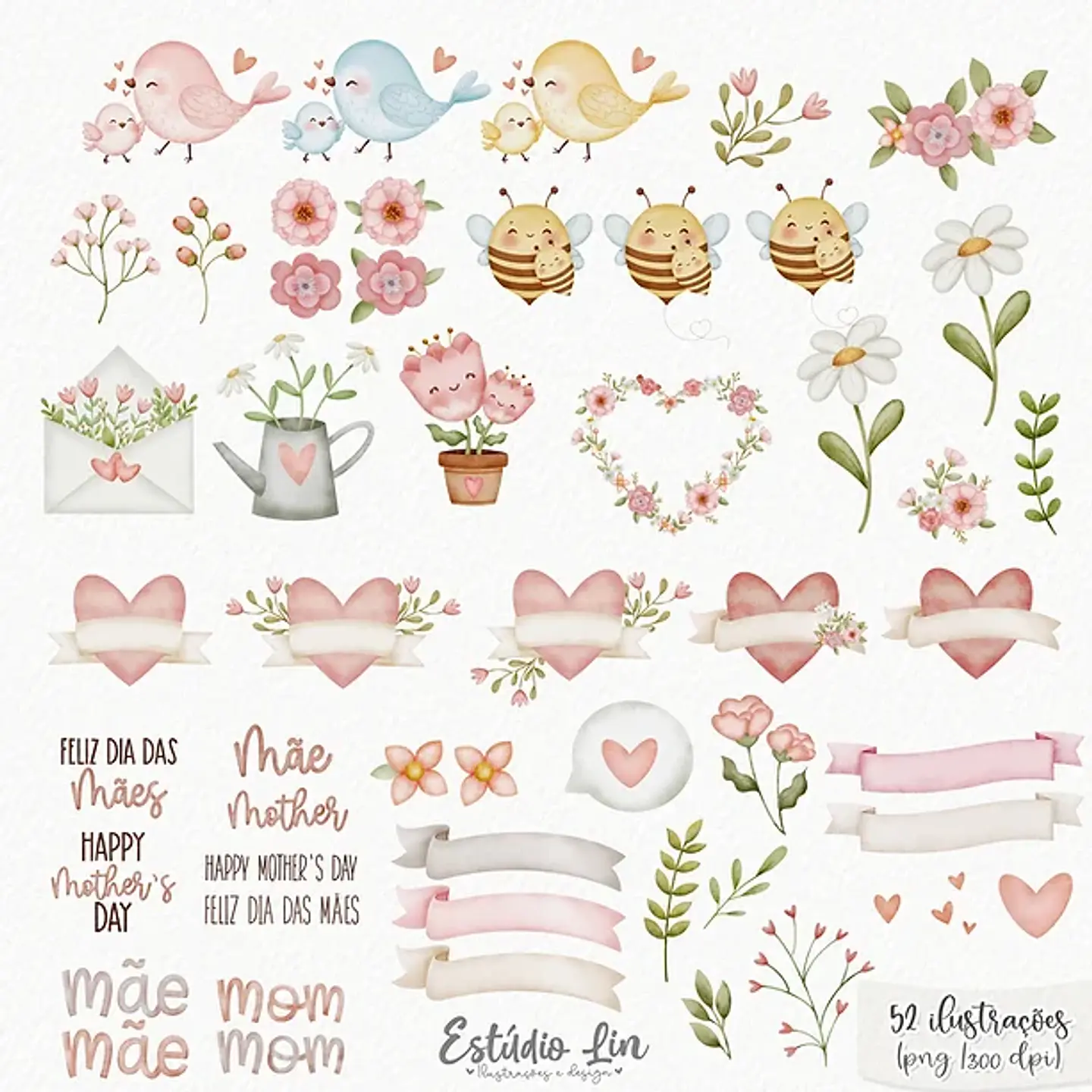Kit Digital Querida Mãe Dia das Mãe - Estudio Lin 2