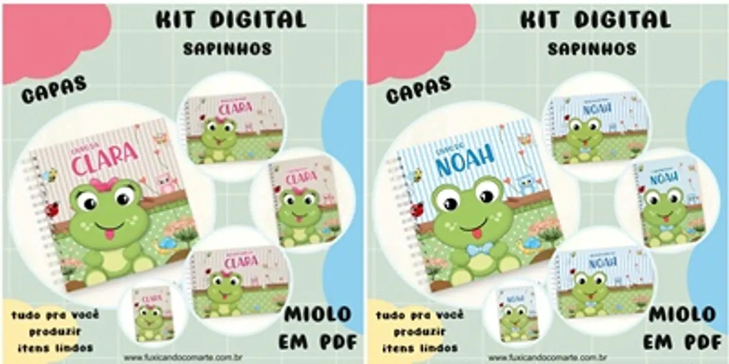 Arquivo Kit Encadernação Baby Sapinho Menino e Menina - Fuxicando com Arte 1