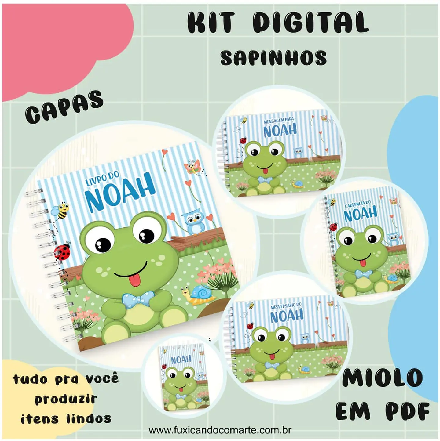 Arquivo Kit Encadernação Baby Sapinho Menino e Menina - Fuxicando com Arte 2