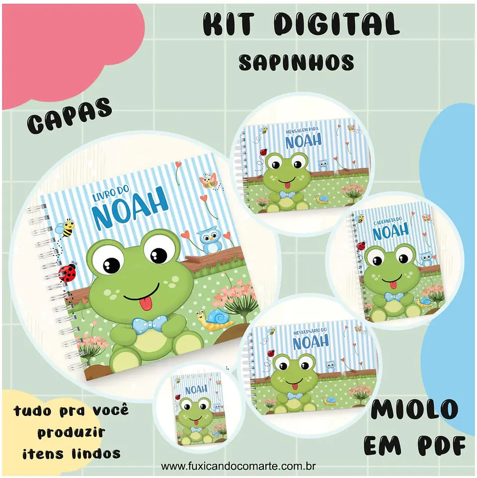 Arquivo Kit Encadernação Baby Sapinho Menino e Menina - Fuxicando com Arte 2