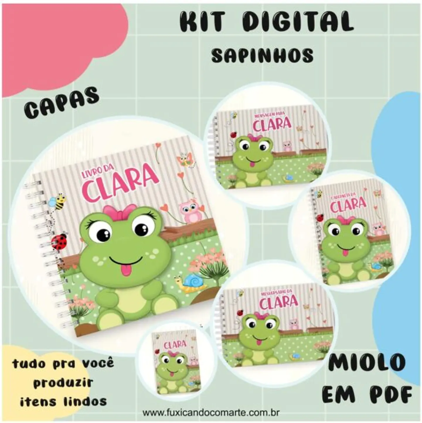 Arquivo Kit Encadernação Baby Sapinho Menino e Menina - Fuxicando com Arte 3