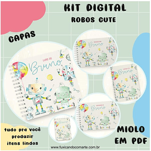 Arquivo Kit Encadernação Baby Robô Aquarela - Fuxicando com Arte