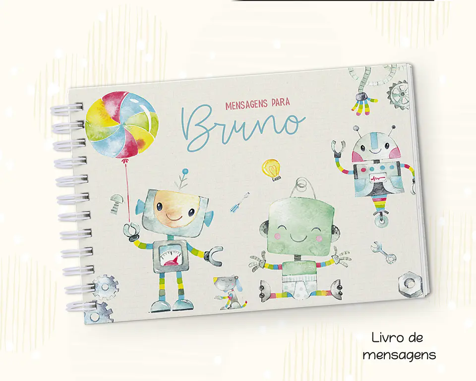 Arquivo Kit Encadernação Baby Robô Aquarela - Fuxicando com Arte 2
