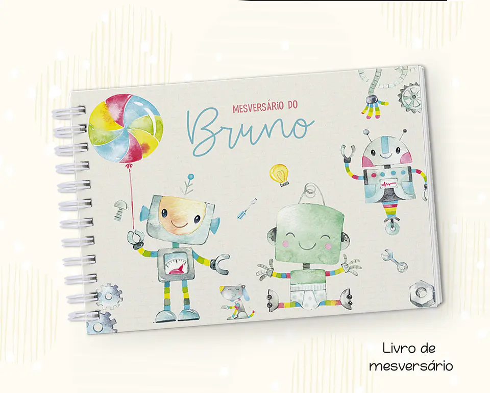 Arquivo Kit Encadernação Baby Robô Aquarela - Fuxicando com Arte 3