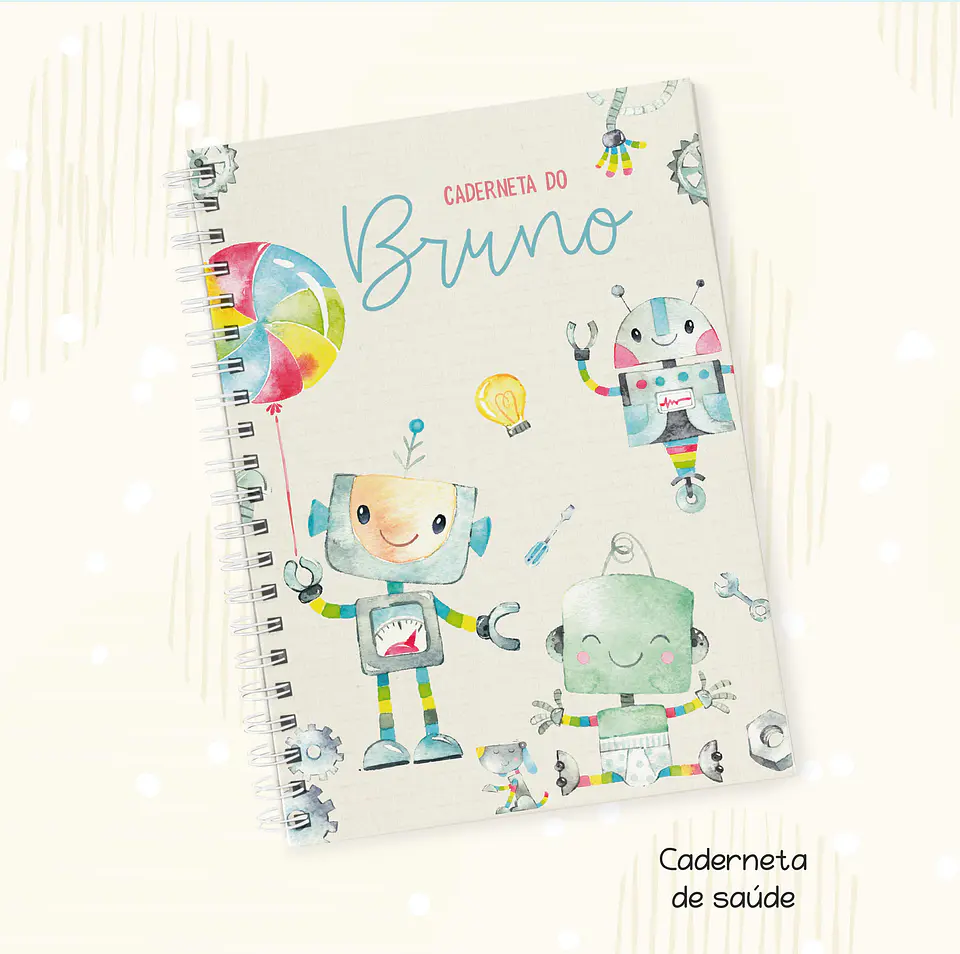Arquivo Kit Encadernação Baby Robô Aquarela - Fuxicando com Arte 4