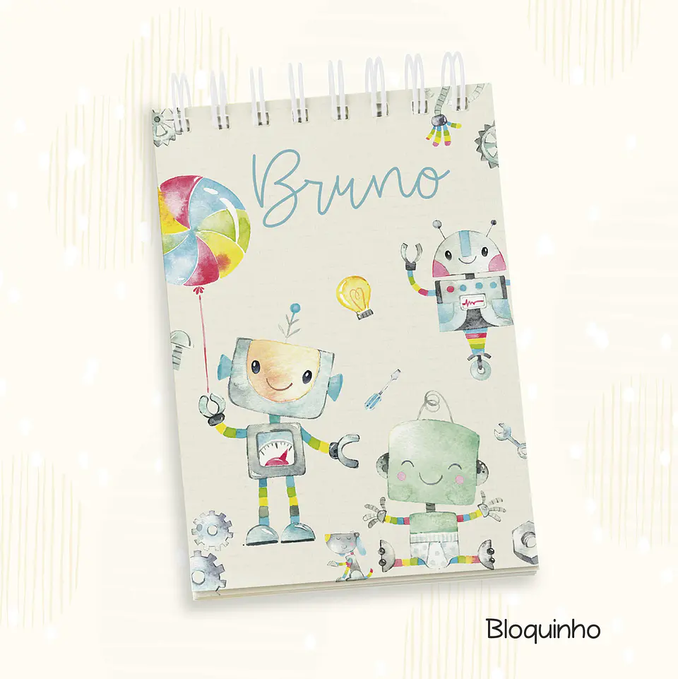 Arquivo Kit Encadernação Baby Robô Aquarela - Fuxicando com Arte 5