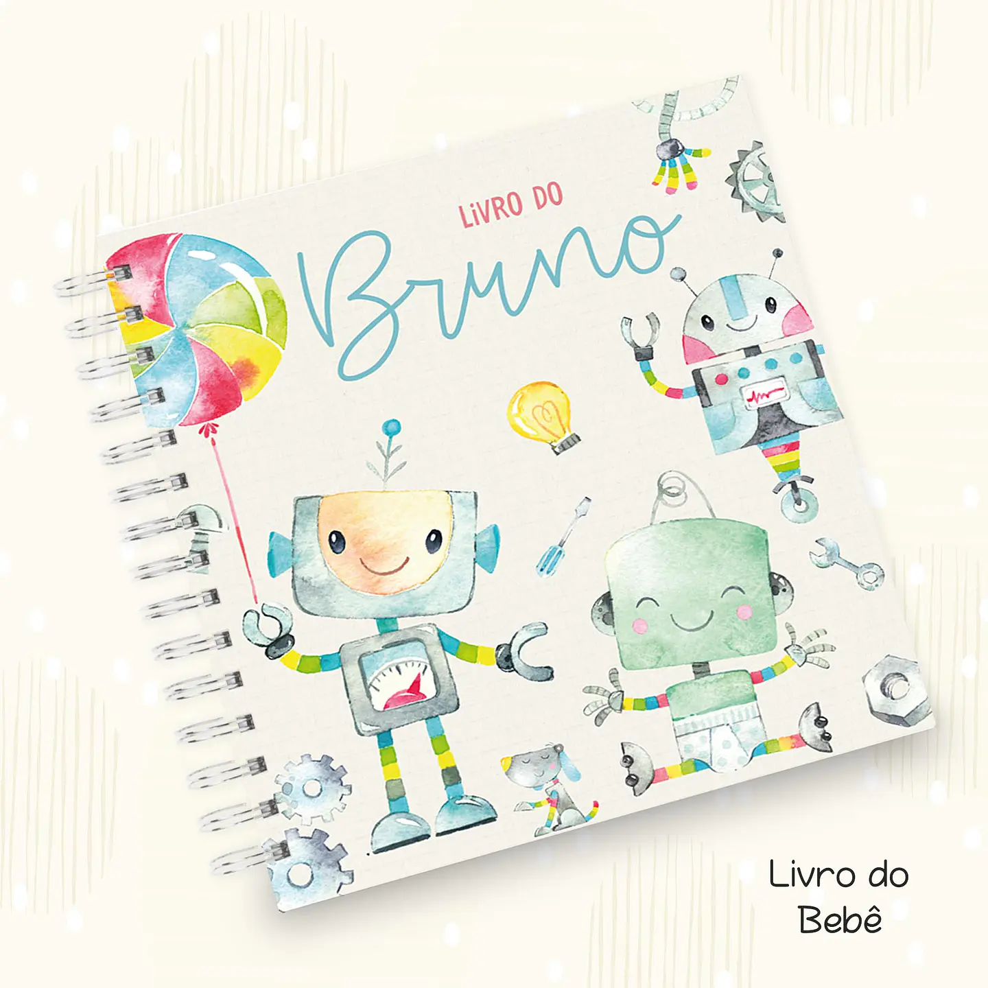 Arquivo Kit Encadernação Baby Robô Aquarela - Fuxicando com Arte 6