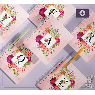 Arquivo Encadernação Caderno Alfabeto Floral