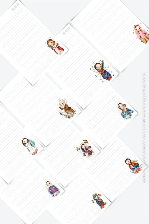Arquivo Encadernação Combo 10 Miolos para Caderno A5 Santinhos Diversos - Carinas Paper