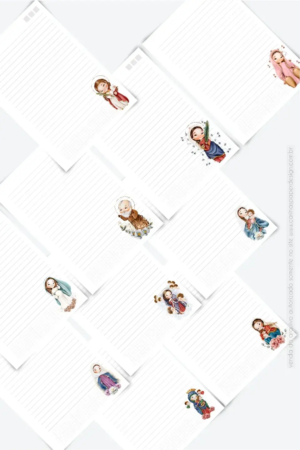 Arquivo Encadernação Combo 10 Miolos para Caderno A5 Santinhos Diversos - Carinas Paper 1