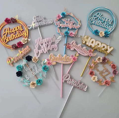 Arquivo Combo Topos de Bolo Coringas: Feliz Aniversário, Parabéns, Happy Birthday