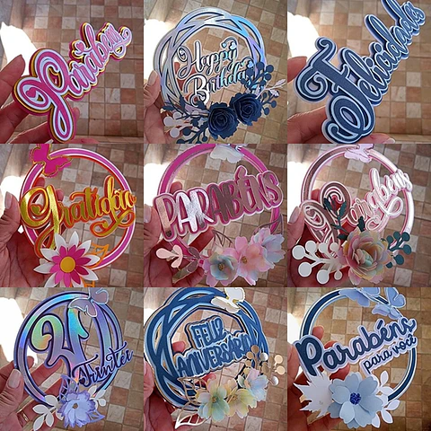 Arquivo Combo Topos de Bolo Coringas: Feliz Aniversário, Parabéns, Happy Birthday