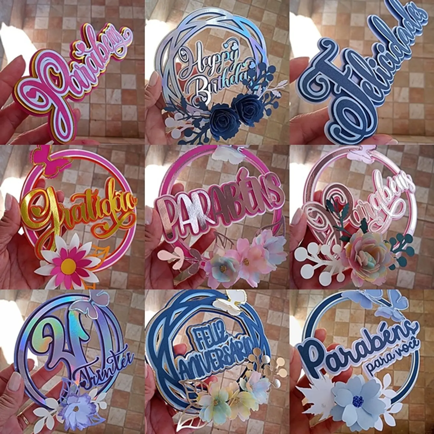 Arquivo Combo Topos de Bolo Coringas: Feliz Aniversário, Parabéns, Happy Birthday 1