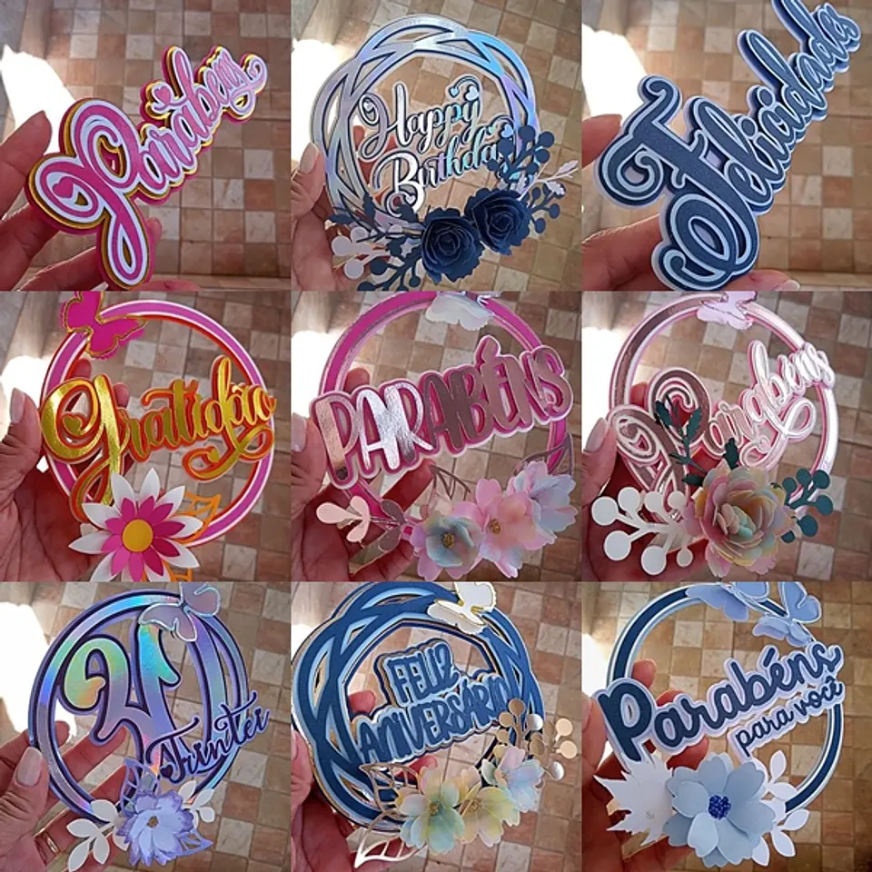 Arquivo Combo Topos de Bolo Coringas: Feliz Aniversário, Parabéns, Happy Birthday 1