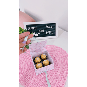 Arquivo de corte caixa 4 bombons dia das mães - Arte com papel