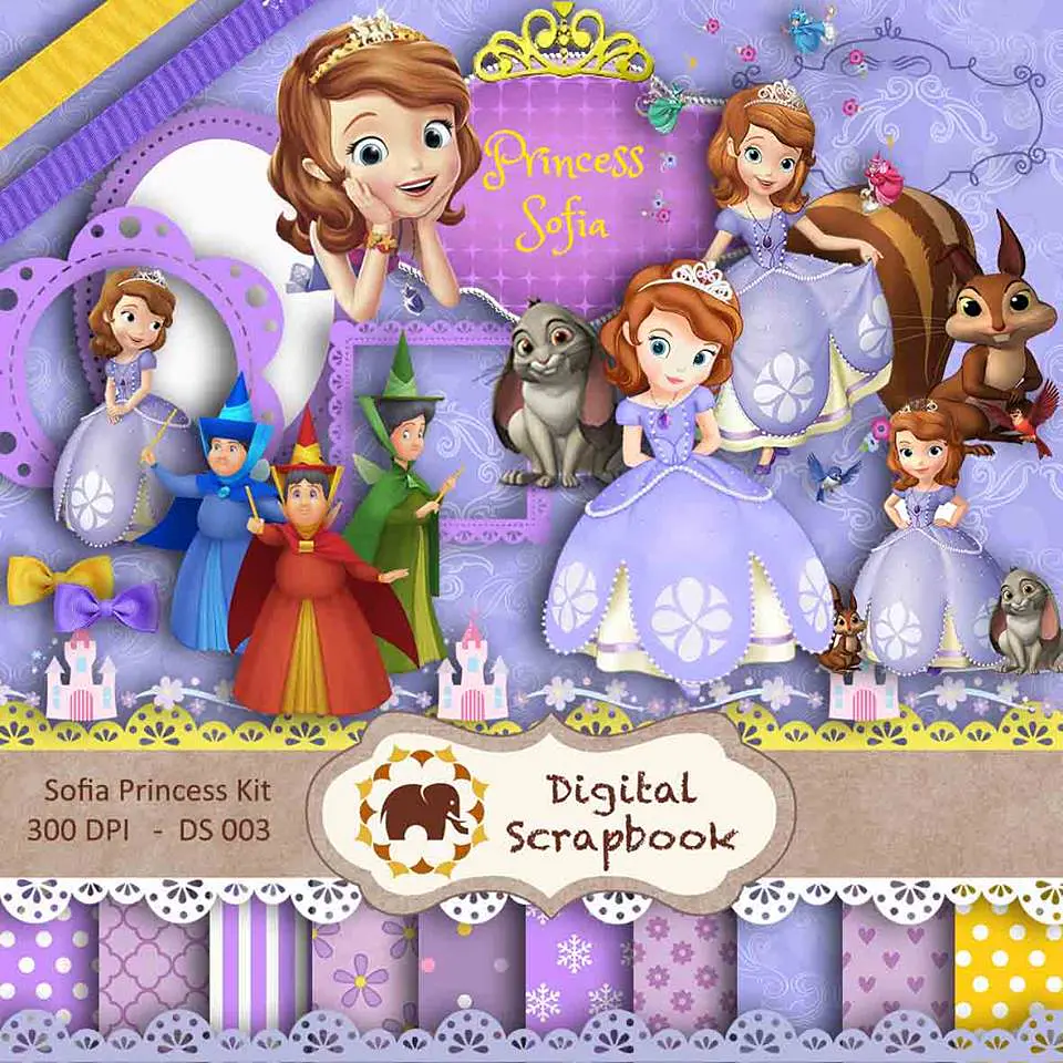 Kit Digital Princesa Sofia Papeis e Imagens 1