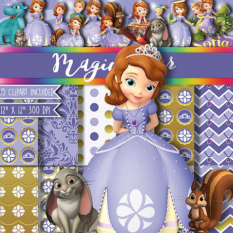 Kit Digital Princesa Sofia Papeis e Imagens