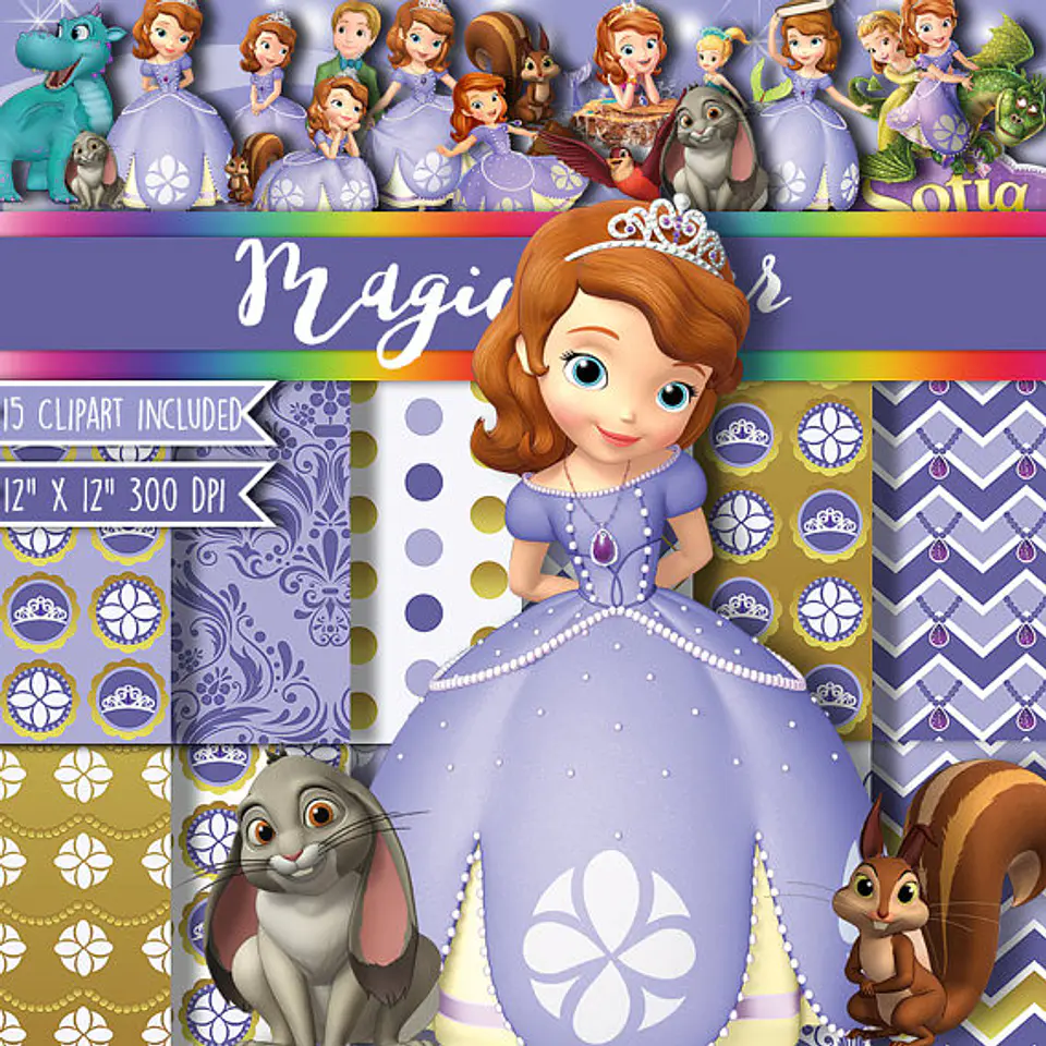 Kit Digital Princesa Sofia Papeis e Imagens 1
