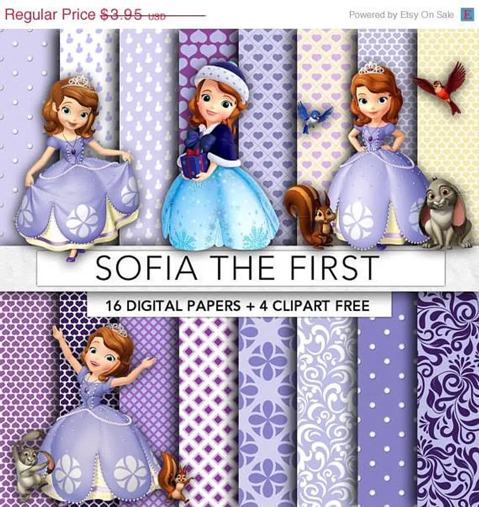 Kit Digital Princesa Sofia Papeis e Imagens 1