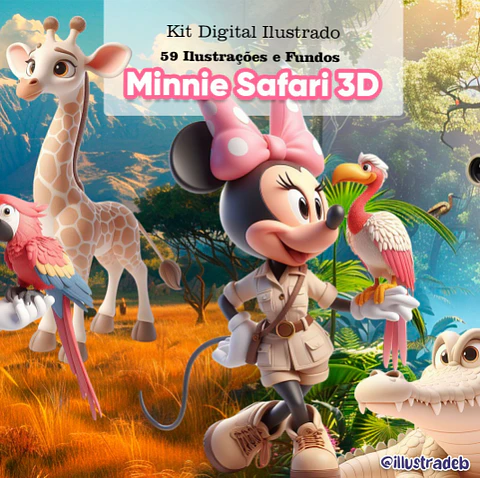 Kit Digital Minnie Safari 3D - ILLUSTRADEB