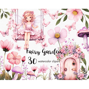 Kit Digital Fadas Aquarela Rosa