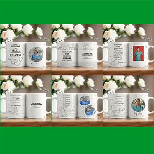 Arquivo Sublimação Combo Canecas Enfermagem em Linhas