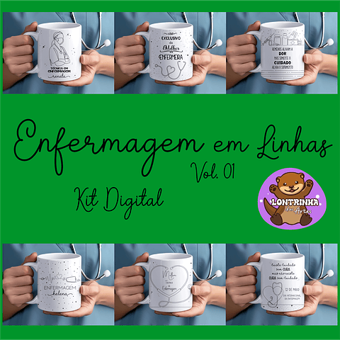 Arquivo Sublimação Combo Canecas Enfermagem em Linhas
