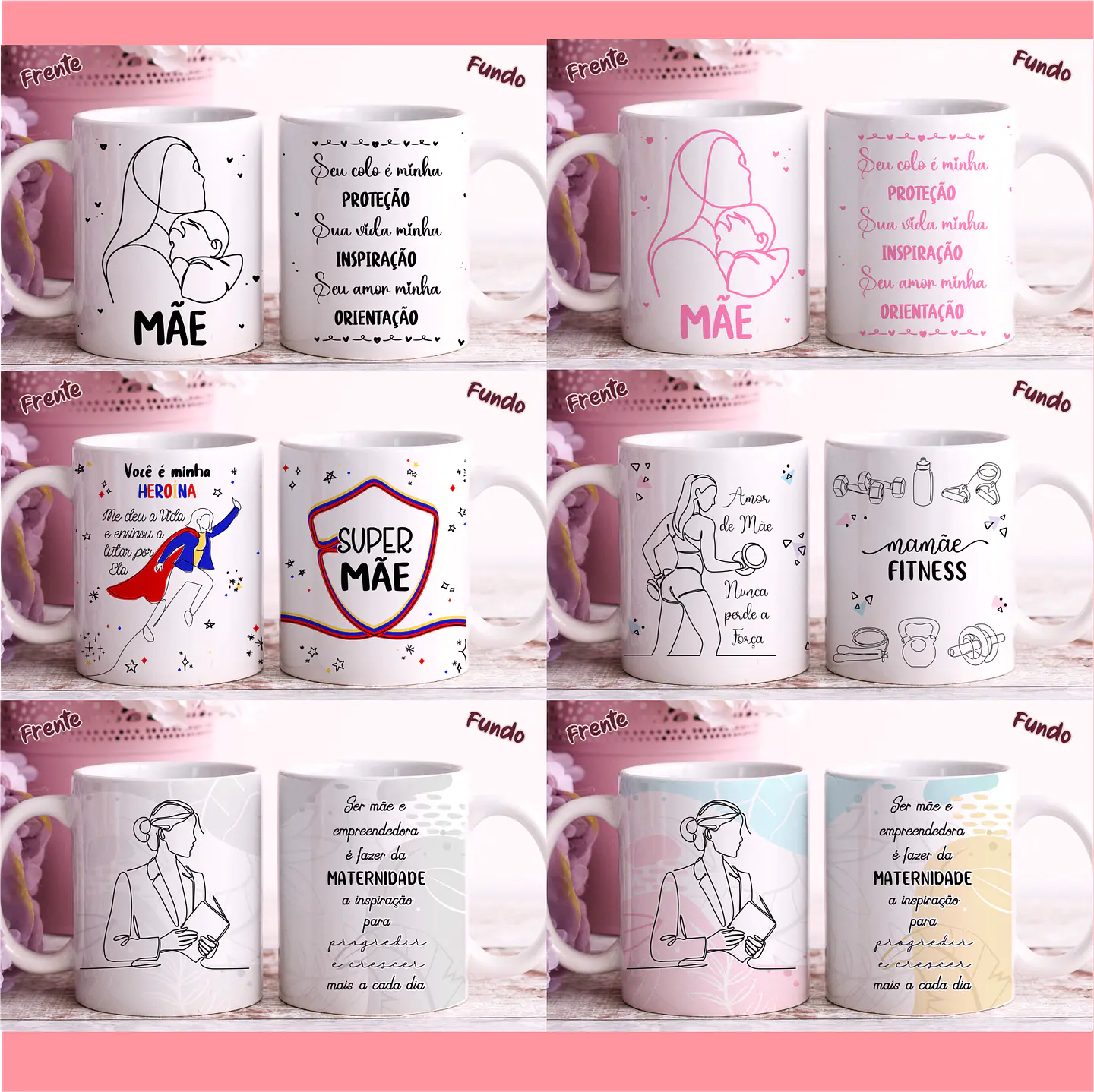 Arquivo Sublimação Combo Canecas Dia das Mães em Linhas 2