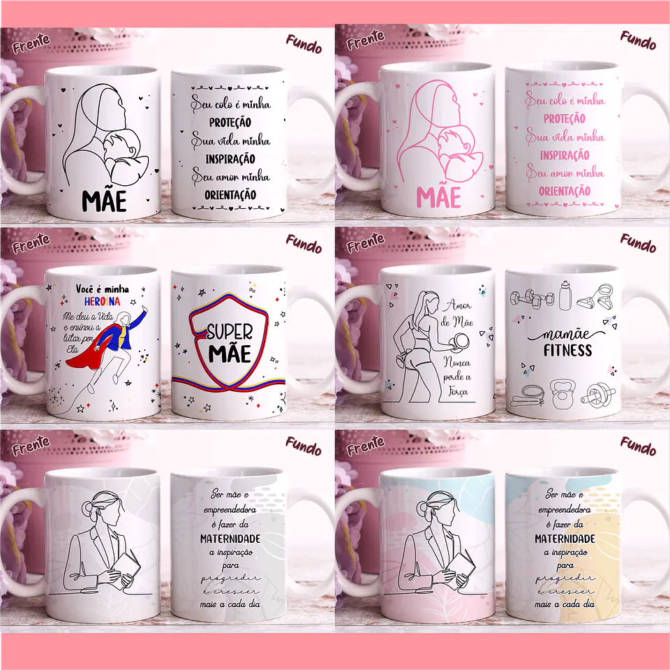Arquivo Sublimação Combo Canecas Dia das Mães em Linhas 2
