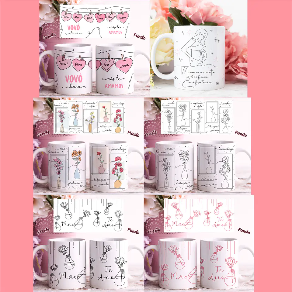 Arquivo Sublimação Combo Canecas Dia das Mães em Linhas 5