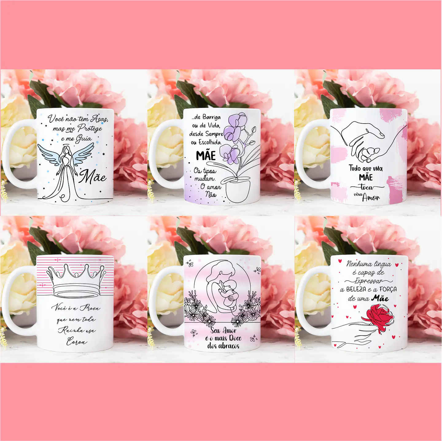 Arquivo Sublimação Combo Canecas Dia das Mães em Linhas 6