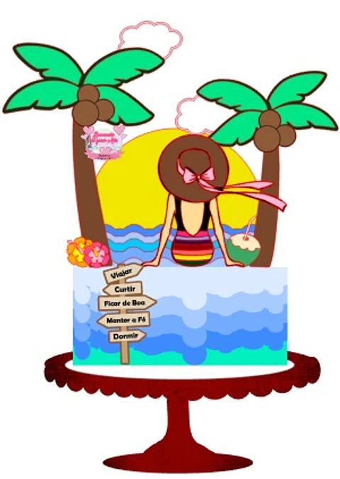 Arquivo Topo de Bolo Tardezinha Mulher de Costas