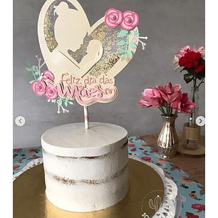 Arquivo Topo de Bolo Dia das Mães Coração Shaker