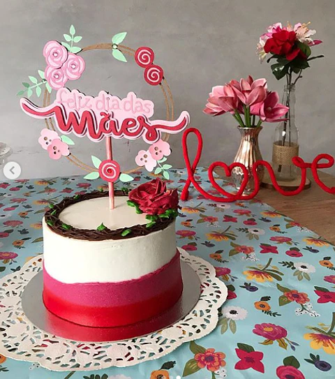 Arquivo Topo de Bolo Feliz Dia das Mães Circular