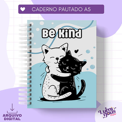 Arquivo Encadernação Caderno Pautado A5 Gatinhos - LUMINOUS