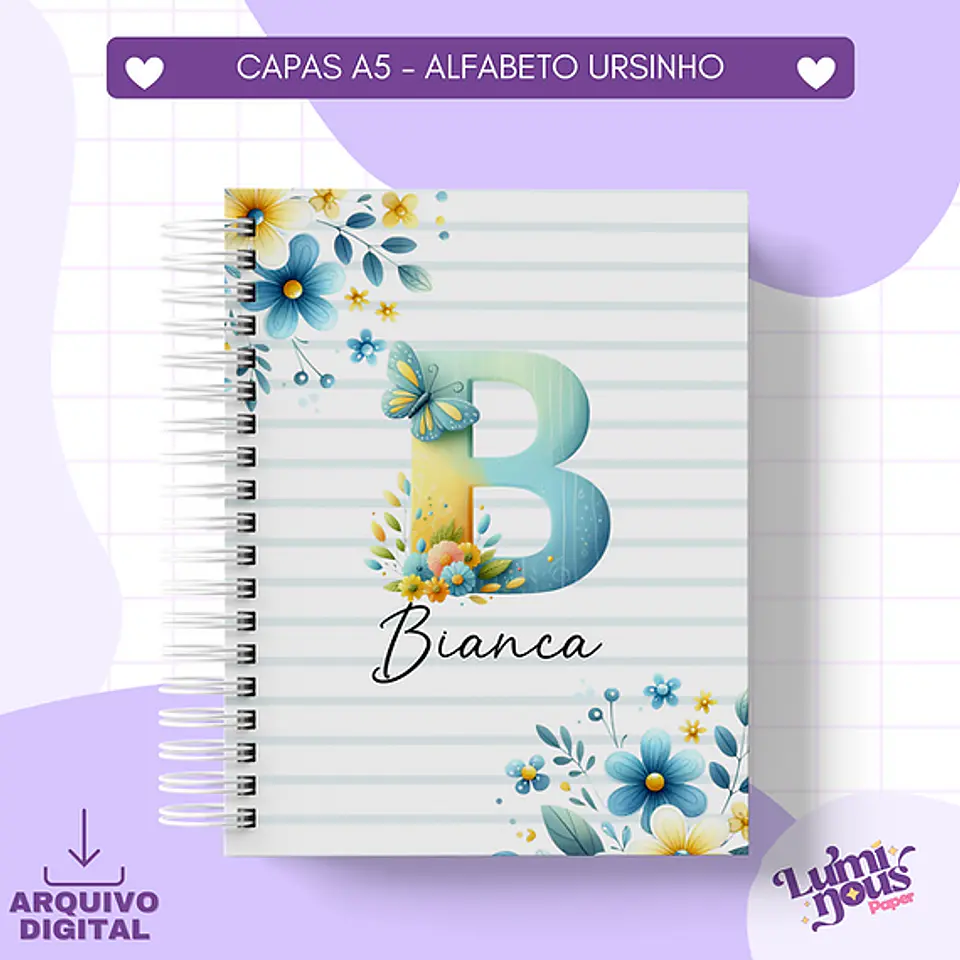 Arquivo Encadernação Capas Alfabeto Floral - Luminous Paper 3