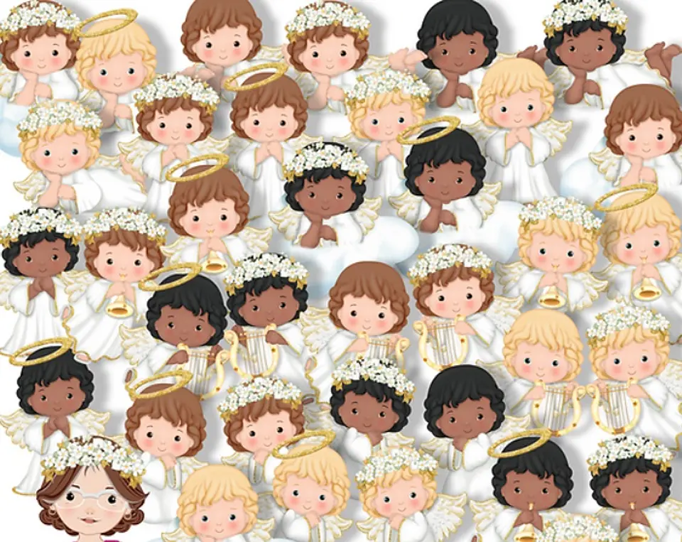 Kit Digital Anjinhos Dourado com Branco 2