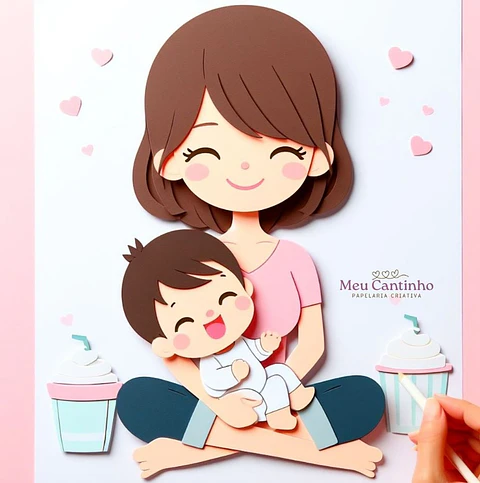 Arquivo Topo de Bolo Mamãe e Bebê no Colo - EM CAMADAS - MEU CANTINHO