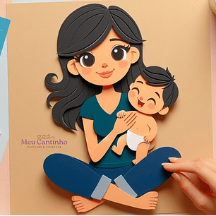 Arquivo Topo de Bolo Mamãe e Bebê Sentados - EM CAMADAS - MEU CANTINHO