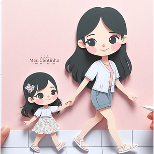 Arquivo Topo de Bolo Mamãe e Menina- EM CAMADAS - MEU CANTINHO