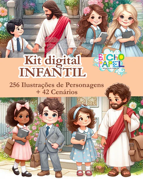 Kit Digital Jesu e as Crianças Infantil Testemunho de Jeová - Bicho Papel