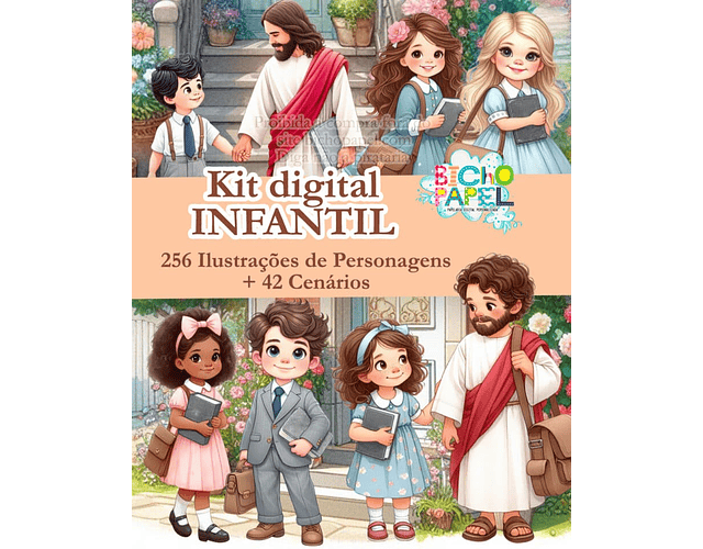 Kit Digital Jesu e as Crianças Infantil Testemunho de Jeová - Bicho Papel